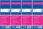 4-PACK Cash/Rent Carbonless Receipt Book 2-Part [50 Sets White,Canary] 7 1/2"x2