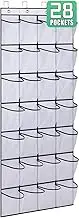 AOODA 28 Large Mesh Pockets Over The Door Shoe Rack, Hanging Shoe Organizer for Closet Hanging Shoe Rack Holder Hanger, White