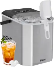 Ice Maker Countertop, Stainless Steel Portable Ice Machine with Carry Handle, Se