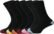 [MP Hosiery] ZOMBAFLO® 6 Pairs Diabetic Socks for Men NON Elastic Soft Grip Comfortable Loose Tops cotton Rich Colorful Heel and Toe Mens Socks UK Size 6-11, Black, 6-11