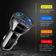 3 Ports USB Car Charger Adapter LED Display QC 3.0 Fast Charging For Ios Android