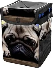 Car Trash Can with Lid and Storage Pockets Leak-Proof Organizer,Multipurpose Trash Bin for Car,Puppy Animal Dog Pattern