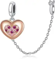 [YASHUO Jewellery] 925 Sterling Silver Beads Safety Chain Stopper Charms For Pandora Women's European Style Snake Chain Bracelet Jewelry, Cubic Zirconia, bead