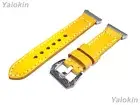 Yellow Brushed Leather Stitched Band Strap for Fitbit Ionic Smartwatches
