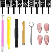 14Pcs Nail Magnet Tool Set, Double-Head Strong Magnet Nail Art Pen Tool Magnet Stick Dotting pens for DIY 3D Magnetic Cat Eye Effect Polish UV Gel Polish Cats Eyes Effect