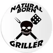 Natural Born Griller - 100 Pack Circle Stickers 3 Inch - BBQ Grill Father's Day