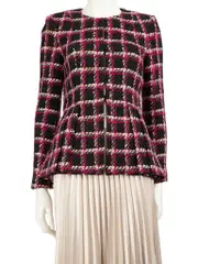 Checkered Pattern Tweed Jacket