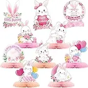 10 Pcs 3D Bunny Party Centerpiece Cute Rabbit Table Decorations Bunny Honeycomb Centerpiece for Girl Baby Shower Birthday Party Table Decorations Supplies