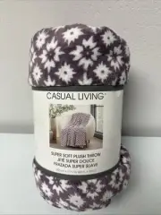 Casual Living Reversible Luxe Plush Throw - Machine Washable, 100% Polyester