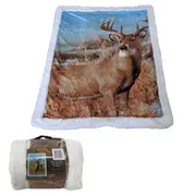 Wildlife Deer Sherpa Throw 127x152 cm