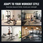 Adjustable Power Tower with Bench Multi-Function Pull Up Dip Station Fitness