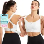 LOVITO WOMEN CASUAL PLAIN ZIPPER CRISS CROSS SPORTS BRA LNE5