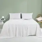 White Flat Sheets Oversized King 120”x120”,100% Washed Cotton Flat Bed Sheets...