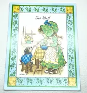 Vintage Get Well Soon Card Bonnets And Blessings Cottagecore Puppy Girl Ephemera