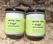 Bath & Body Works WHITE TEA & SAGE Medium Candle Set (7oz) Each