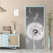 Door Stickers - Dandelion Door Stickers Fantasy Flowers Wallpaper for Girl Bedroom Living Room Decoration Modern Mural(J,90x200cm)