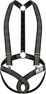 [Generic] Men's Sexy Sling Thong Bodysuit Wrestling Singlet Underwear Harness Elastic Support Adjustable Buckles Jumpsuit (Black,Medium), Black, Medium