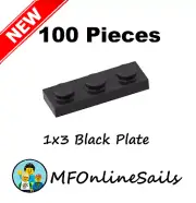 **NEW** 100x Genuine LEGO 1x3 Black PLATES - Part # 3623 small bulk lot
