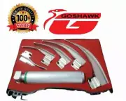 NEW ORIGNAL FIBER OPTIC Laryngoscope Mac Set of 5 BLADE 1,2,3,4,5 & Med HANDLE
