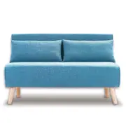 Sarantino 2 Seater Sofa Bed Lounge Couch Modular Furniture Home Linen Fabric Blue