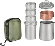 ＫＬＫＣＭＳ Titanium Tea Set with Teacups Portable Multifunctional Cups Tea Maker Travel Teapot for Outdoor Activities Home Backpacking