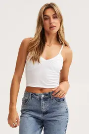 White Singlet Crop Top - Size M, Women's Singlet