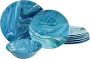 Certified International Fluidity 12 Piece Melamine Dinnerware Set, Service for 4, Multi Colored