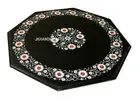 Black Marble Dining Center Top Side Table Top Rare MOP Sunflower Mosaic Inlay