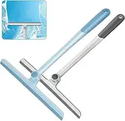 WDOPEN Household Squeegees for Glass Doors, Bathroom, Mirrors, Squeegee for Windows Cars and Tile Walls, Silicone Handle Shower Squeegee 12 Inch (Grey+Blue，2Pack)