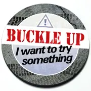 Buckle Up I Want to Try Something - Magnetic Grill Grille Badge for MINI Cooper