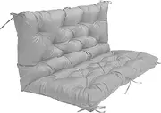 Outdoor Waterproof Swing Seat Cushion with Backrest Non-Slip Pad for Garden Patio Furniture 2/3 Seater Replacement Cushion Gray Color 120 * 100 * 10cm