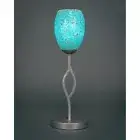 Toltec Revo Mini Table Lamp, Silver, 5" Turquoise Fusion Glass - 140-AS-5055