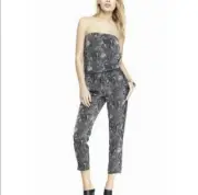 NEW EXPRESS size M Strapless Tube Top Jumpsuit Snake Skin Print crop python Grey