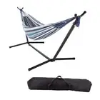 Fabric Hammock with Stand Included - Portable Hammock with Carry Bag and Blue