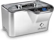 [Life Basis] Ultrasonic Jewelry Cleaner 600ml 42,000 Hz with Digital Timer and Cooling Fan for Cleaning Jewelry Eyeglasses Earrings Rings Necklace Coins Razors Dentures Combs Tools Silver
