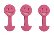 3 x Pink Smile Shopping Trolley Token Keys - Removable