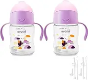 Evorie Tritan Baby Sippy Cup Weighted Gravity Straw Toddler Beginner Training Bottle, 7 Oz Leakproof Award Winning Infant Water Bottle with Handles for 6 Months Above