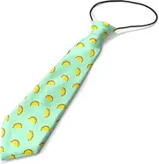 [KAWAMOUSE] Toddler Size ( Taco Mexican Food Blue ) Pre-Tied Adjustable Novelty Necktie, Fashion Conversational Neck Strap Ties for Boys and Children, for Wedding Parties Events, Multi