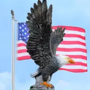 Eagle Flag Pole Topper, 12" Bald Durable Resin Gray