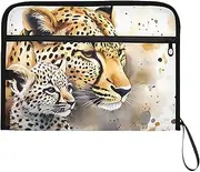 YMXFXP Expandable Filing Folder Cheetah Cute Watercolor, 13-Pocket Funny Cute Design with Sticky Labels, A4 Letter Size Document Organizer for Office, School, Boys, Girls