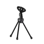Desk Microphone Stand with Mic Clip Holder, Foldable Tripod with Non-slip Feet