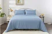LINENOVA Striped Classic Quilt Cover Set (Light Blue)