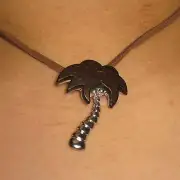 Necklace Gianni Liverani coconut shell & silver plated Zama alloy Palm tree New!