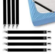Bed Sheet Clips Keep Bedsheets in Place-Corner Bands Pack of 8 Black