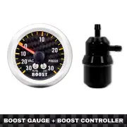 Carbon Fiber Boost Gauge 0-30PSI + Black MBC Adjustable Manual Turbo Controller (for: Subaru)