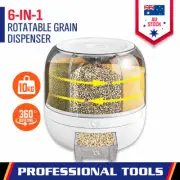 10Kg Rotating Grain Dispenser Dry Food Rice Container Cereal Storage Box 6 In 1
