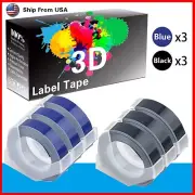 (3Blue+3Black) LabelTape Fit For Dymo 20008CP Dymo 15447 Label Makers