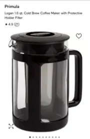 Primula PBPBK5101 Burke Cold Brew Maker 1.6Qt Capacity - Black