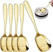 Stainless Steel Spoons - Portable Table Spoons, Trendy Thick Soup Spoons | Long Lasting Square Head Dessert Scoops, Multipurpose Dinner Spoons for Dinner