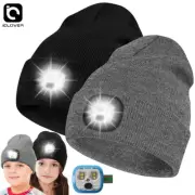 2 Pack Winter Warm Kids Knit Hat LED Beanie With Light Boys Girls Ski Cap Gift
